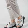 Sandals with Buckle Detail in Gasoline Nuvola