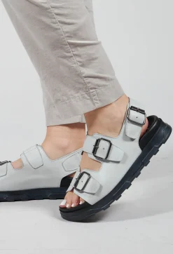 Sandals with Buckle Detail in Gasoline Nuvola
