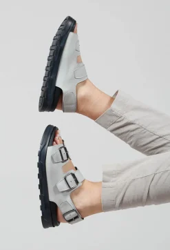 Sandals with Buckle Detail in Gasoline Nuvola