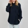Satin B Shirt in Navy
