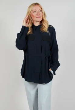 Satin B Shirt in Navy