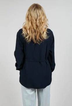 Satin B Shirt in Navy