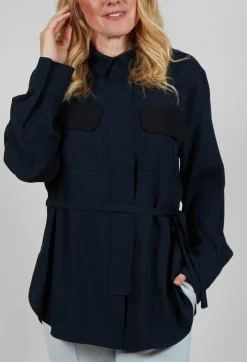 Satin B Shirt in Navy