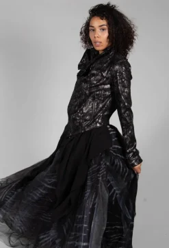 Satin Coated Jacket in Black