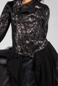 Satin Coated Jacket in Black