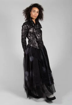 Satin Coated Jacket in Black