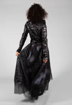 Satin Coated Jacket in Black