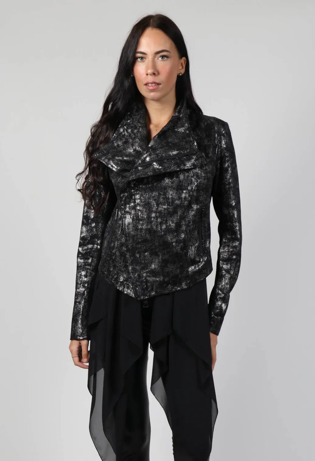 Satin Coated Jacket in Black