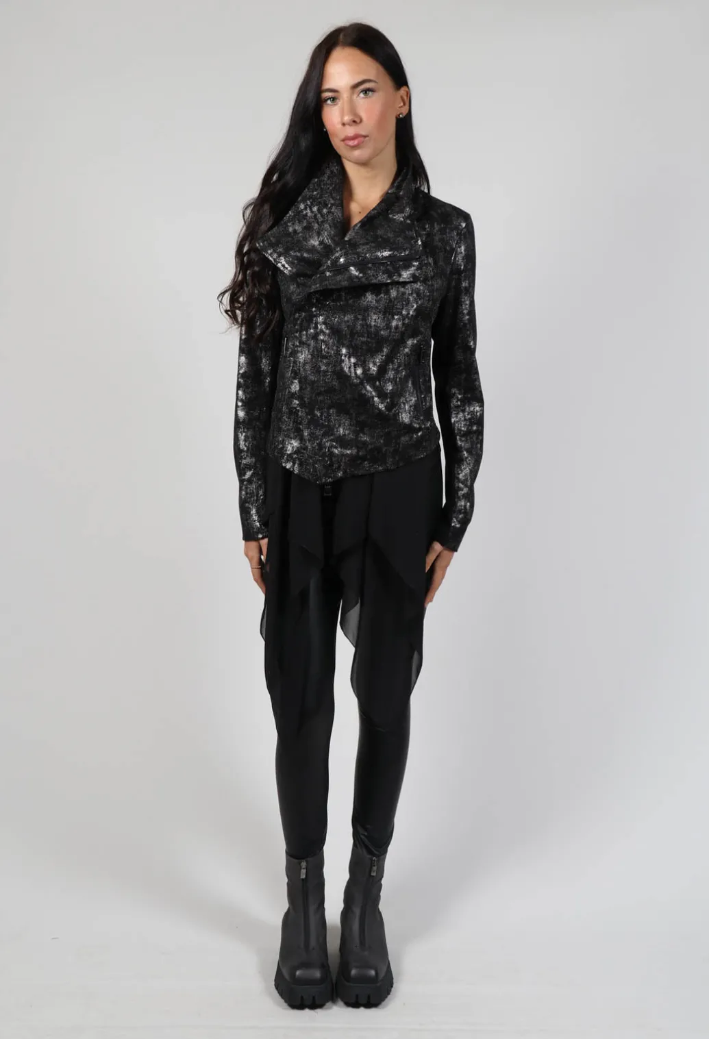 Satin Coated Jacket in Black