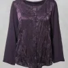 Satin Front Jacket with Embroidery in Blueberry