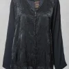 Satin Front Jacket with Embroidery in Storm