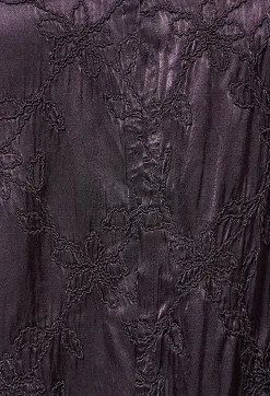 Satin Front Jacket with Embroidery in Blueberry