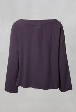 Satin Front Jacket with Embroidery in Blueberry