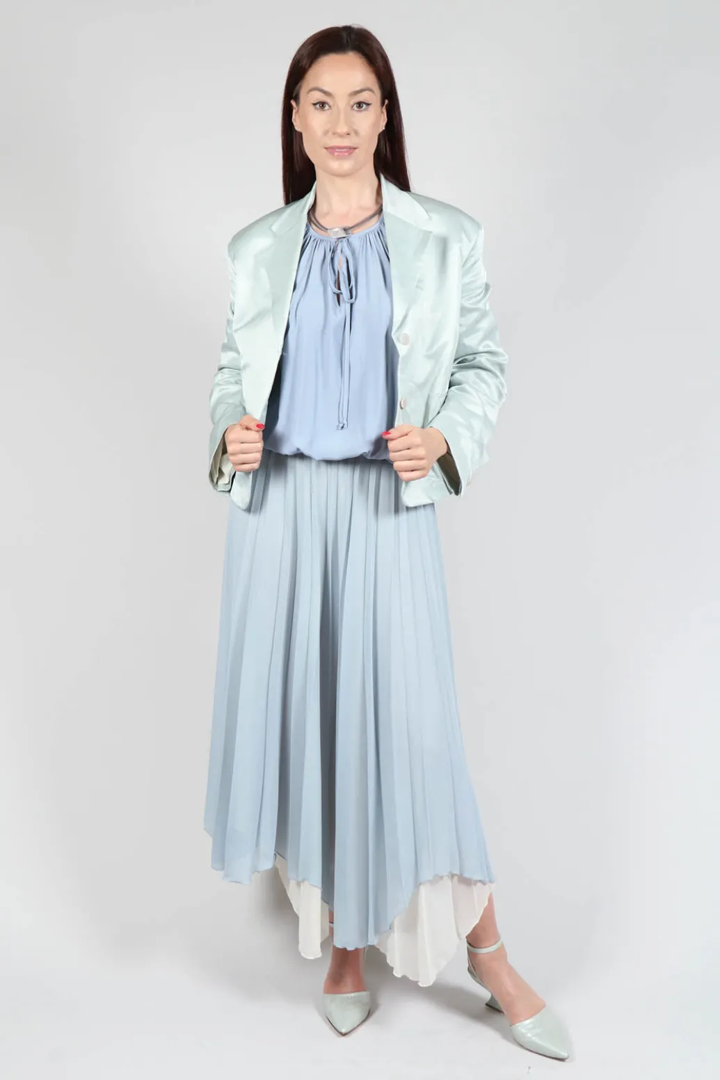 Satin Jacket in Blue Baby