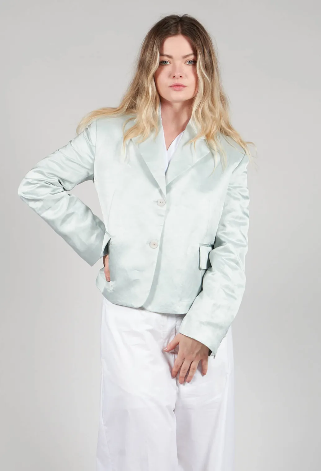Satin Jacket in Blue Baby