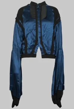Satin Silk Blouse in Dark Navy
