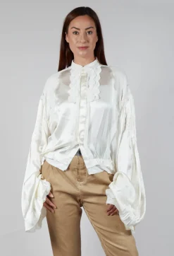 Satin Silk Blouse in Off White