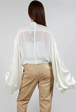 Satin Silk Blouse in Off White