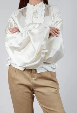 Satin Silk Blouse in Off White