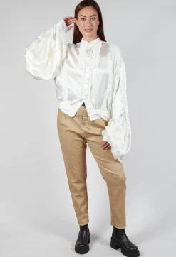 Satin Silk Blouse in Off White