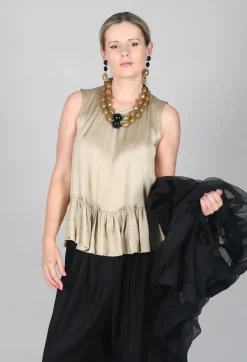 Satin Vest Top in Gold