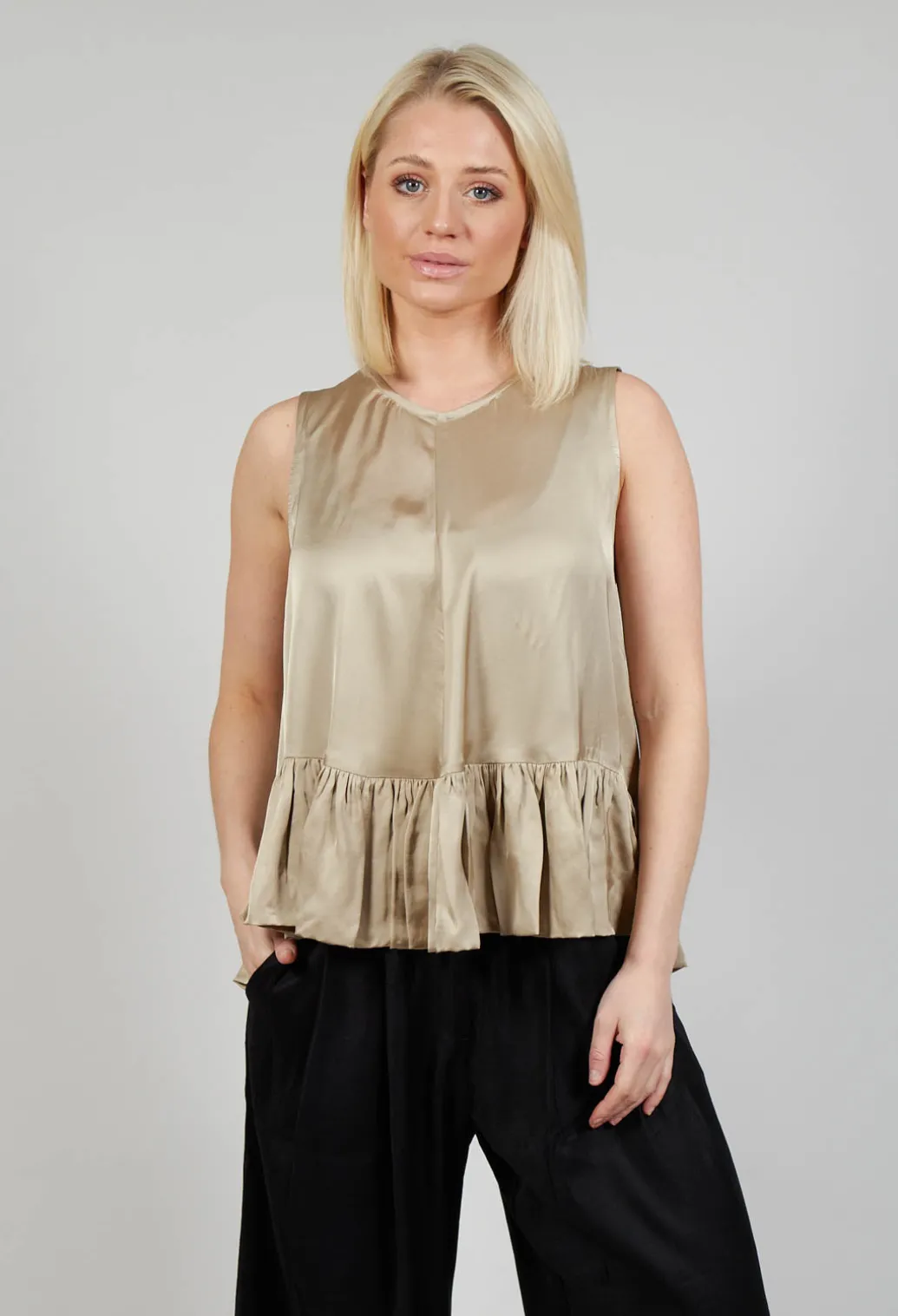Satin Vest Top in Gold