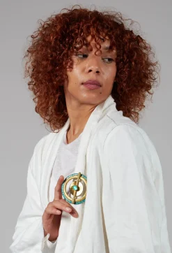Saturne Brooch in Gold/Celadon