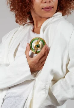 Saturne Brooch in Gold/Green
