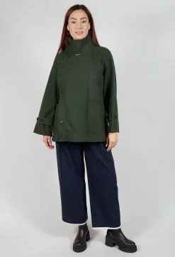 Scarf Collar Coat in Military