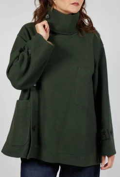 Scarf Collar Coat in Military