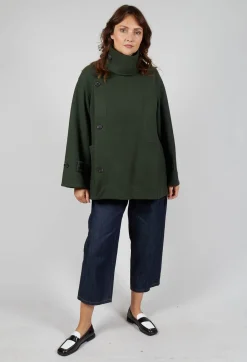 Scarf Collar Coat in Military