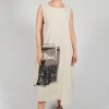 Scrible Detail Dress in Beige