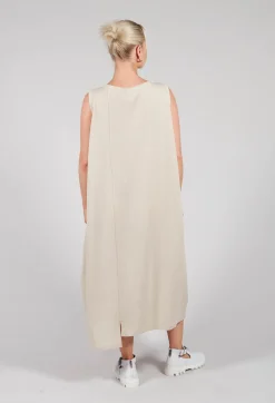 Scrible Detail Dress in Beige