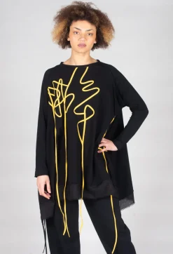 Scrible Print Tunic in Yellow and Black