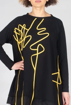 Scrible Print Tunic in Yellow and Black