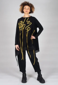 Scrible Print Tunic in Yellow and Black