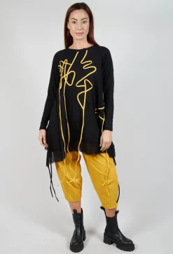 Scrible Print Tunic in Yellow and Black