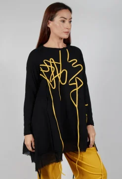 Scrible Print Tunic in Yellow and Black