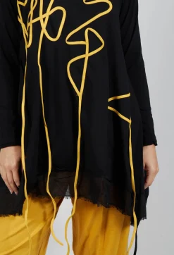 Scrible Print Tunic in Yellow and Black