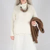 Seamed Sweater with Gauze in Cream