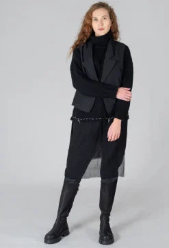 Seamed Sweater with Gauze in Black