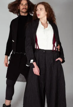 Seamed Sweater with Gauze in Black