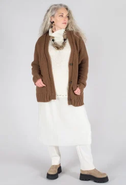 Seamed Sweater with Gauze in Cream