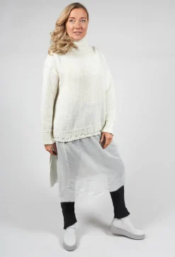 Seamed Sweater with Gauze in Cream