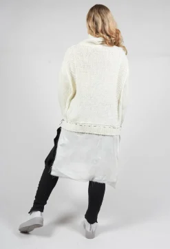 Seamed Sweater with Gauze in Cream