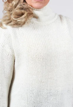 Seamed Sweater with Gauze in Cream