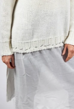 Seamed Sweater with Gauze in Cream