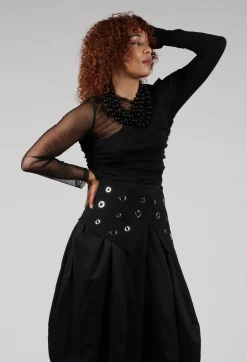 Semi Sheer Jersey Top in Black