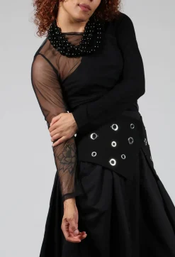 Semi Sheer Jersey Top in Black