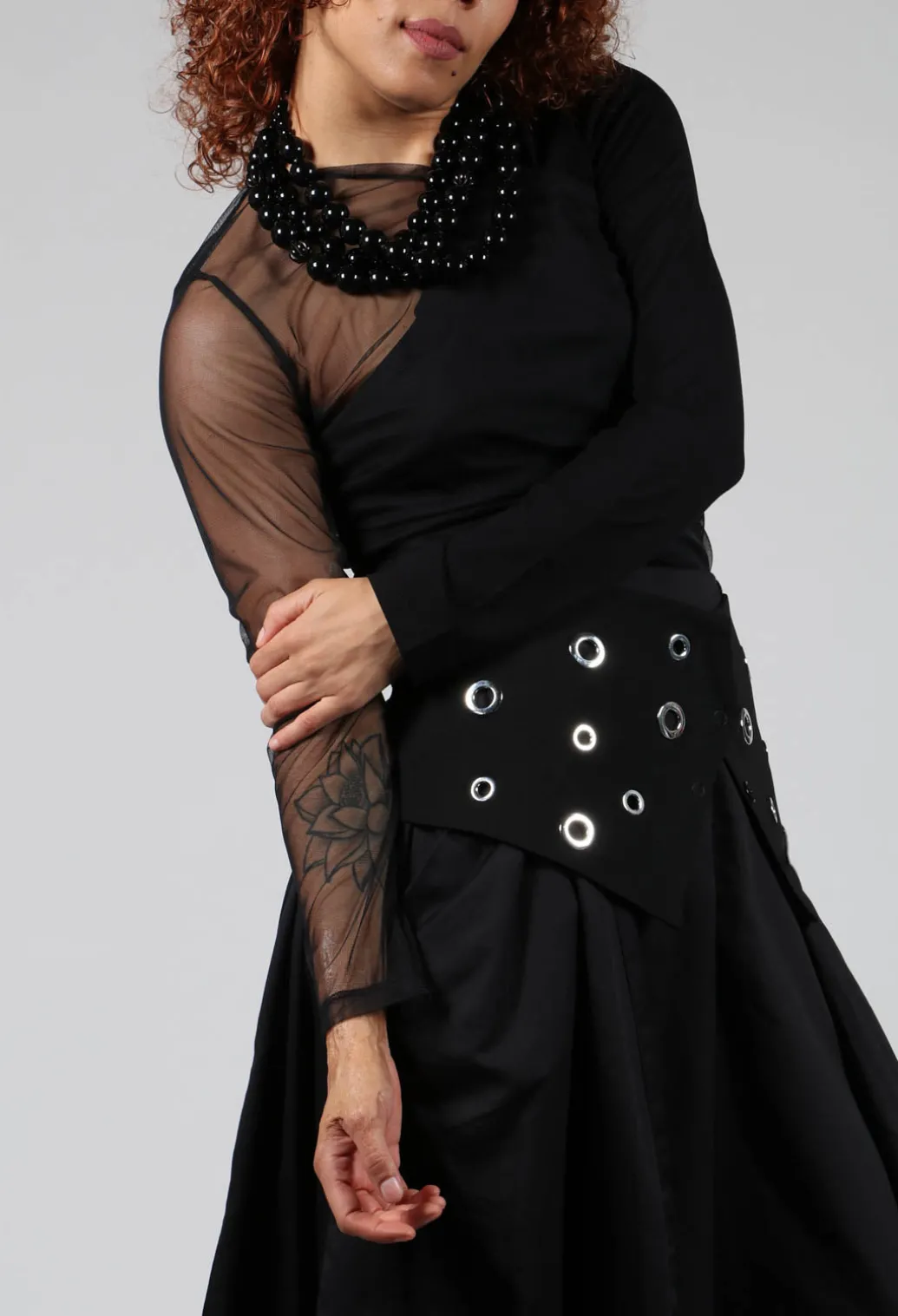 Semi Sheer Jersey Top in Black